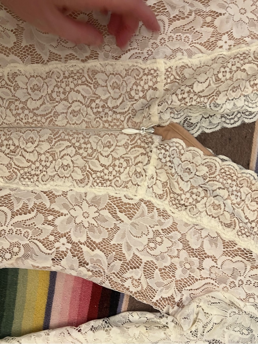 bebe Cream Lace Dress with Nude Lining - Picture 7 of 13